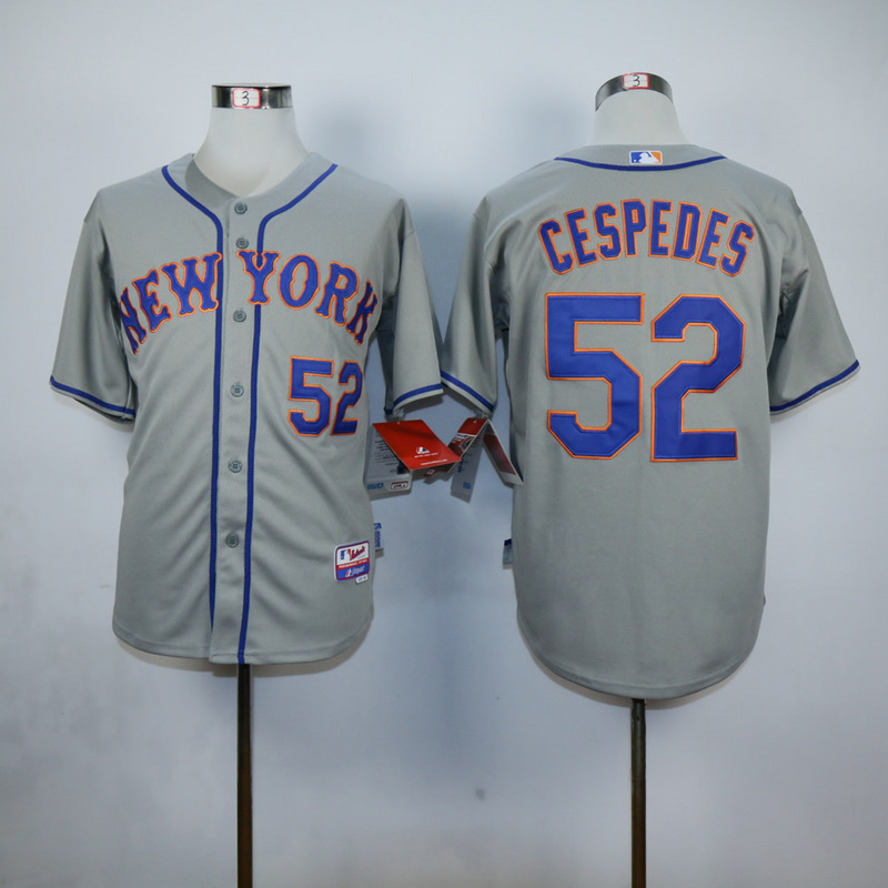 Men New York Mets 52 Cespedes Grey MLB Jerseys